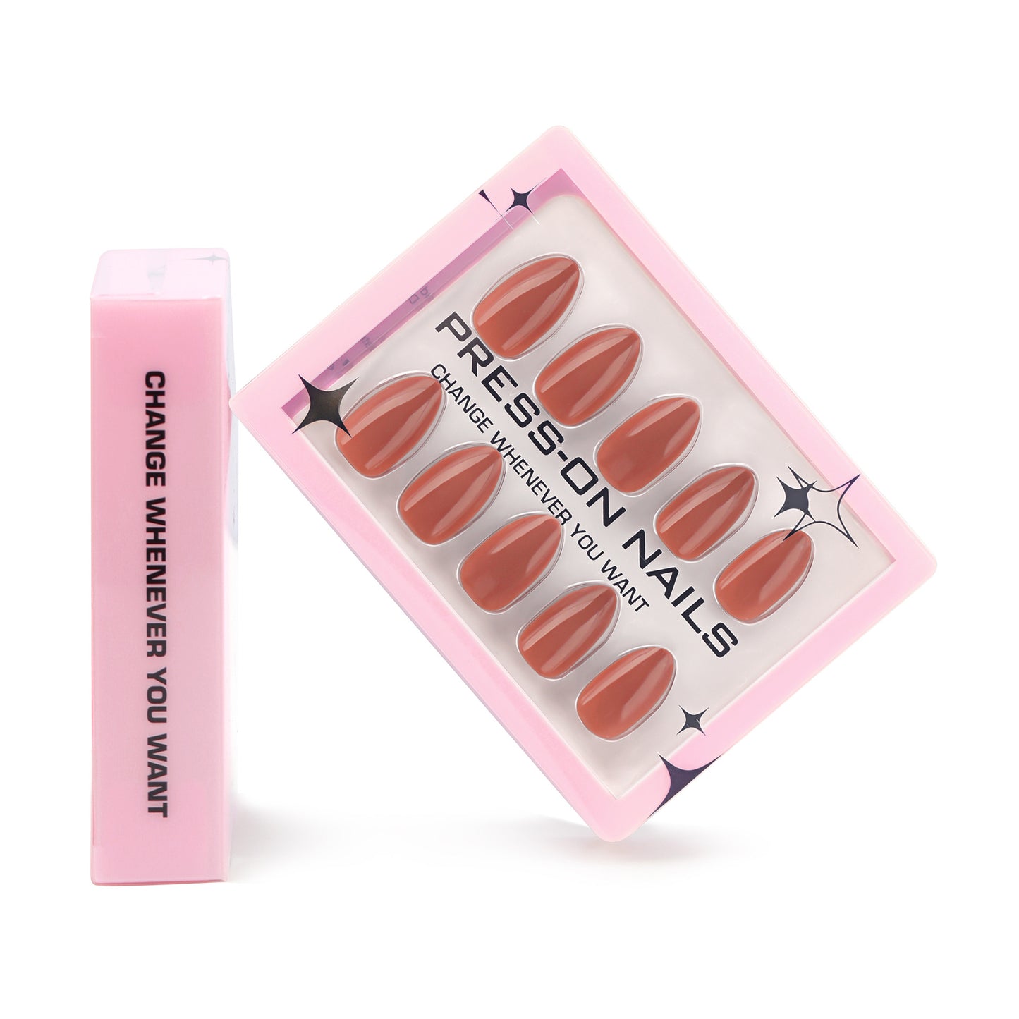 Peach Nude Press On Nails – Short Almond Glossy Solid Color Reusable Acrylic Nails 152