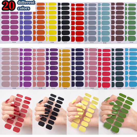 Solid Color Nail Wraps Press On Nail Stickers Multi Color DIY Glossy Nail Strips Full Cover Self Adhesive Nail Art Set 60