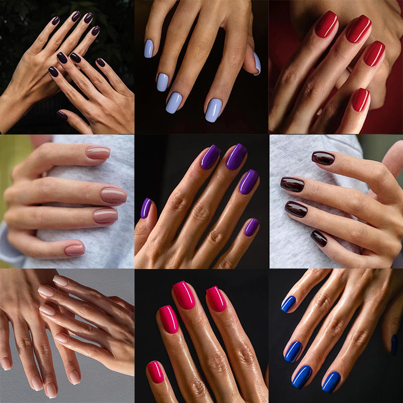 Press On Nails Short Glossy Fake Nails Natural Full Cover Reusable Nail Kit Easy Apply Durable Salon Look Nails 65