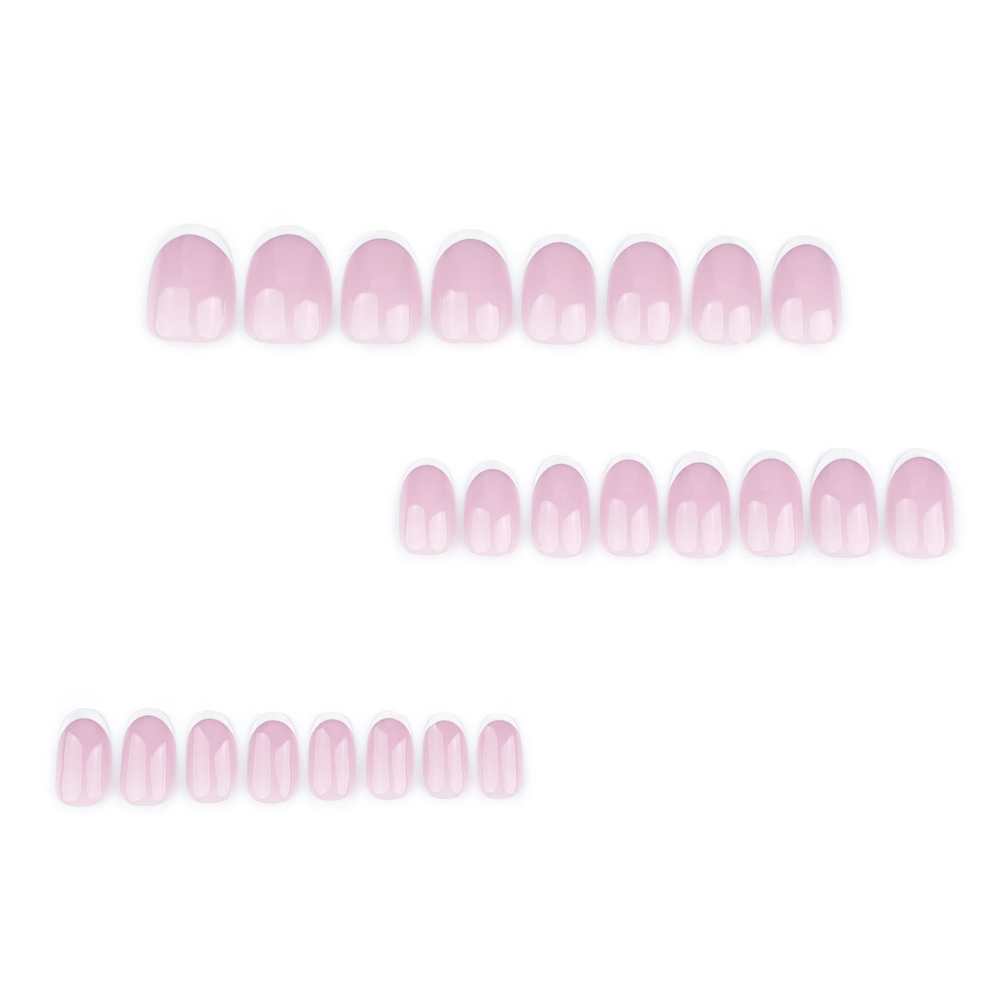 Nude Pink French Tip Press On Nails Round Shape Glossy Classic White Tips Natural Minimal Design Reusable Full Cover False Nails Kit Elegant Everyday Wear 108