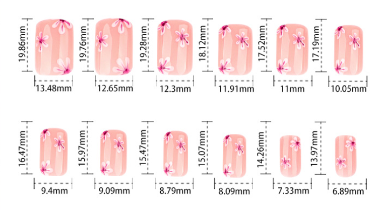 Nude Pink Floral Press On Nails with Hand Painted Flowers Glossy Short Squoval Shape Natural Elegant Spring Summer Full Cover False Nails Kit Reusable 126