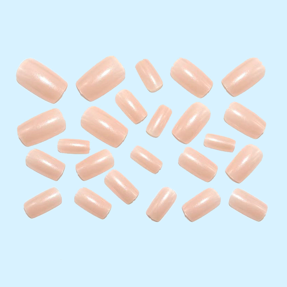 Nude Pink Press On Nails Short Square Natural Glossy Reusable Glue On Fake Nails Minimal Everyday Nail Set 47