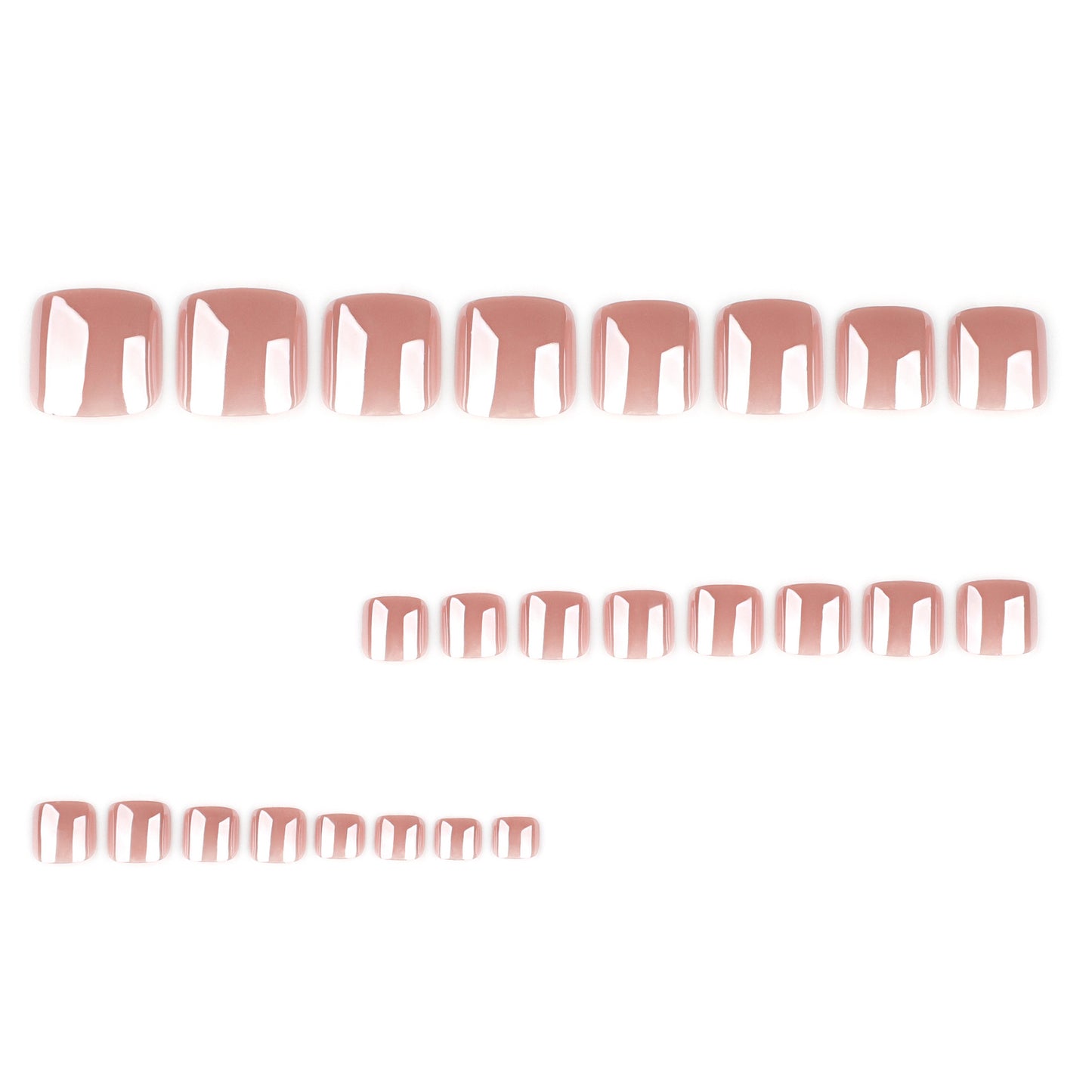 Nude Pink Press On Toenails Glossy Solid Color Short Squoval Shape Natural Minimal Design Reusable Full Cover False Toe Nails Kit Elegant Everyday Pedicure 110