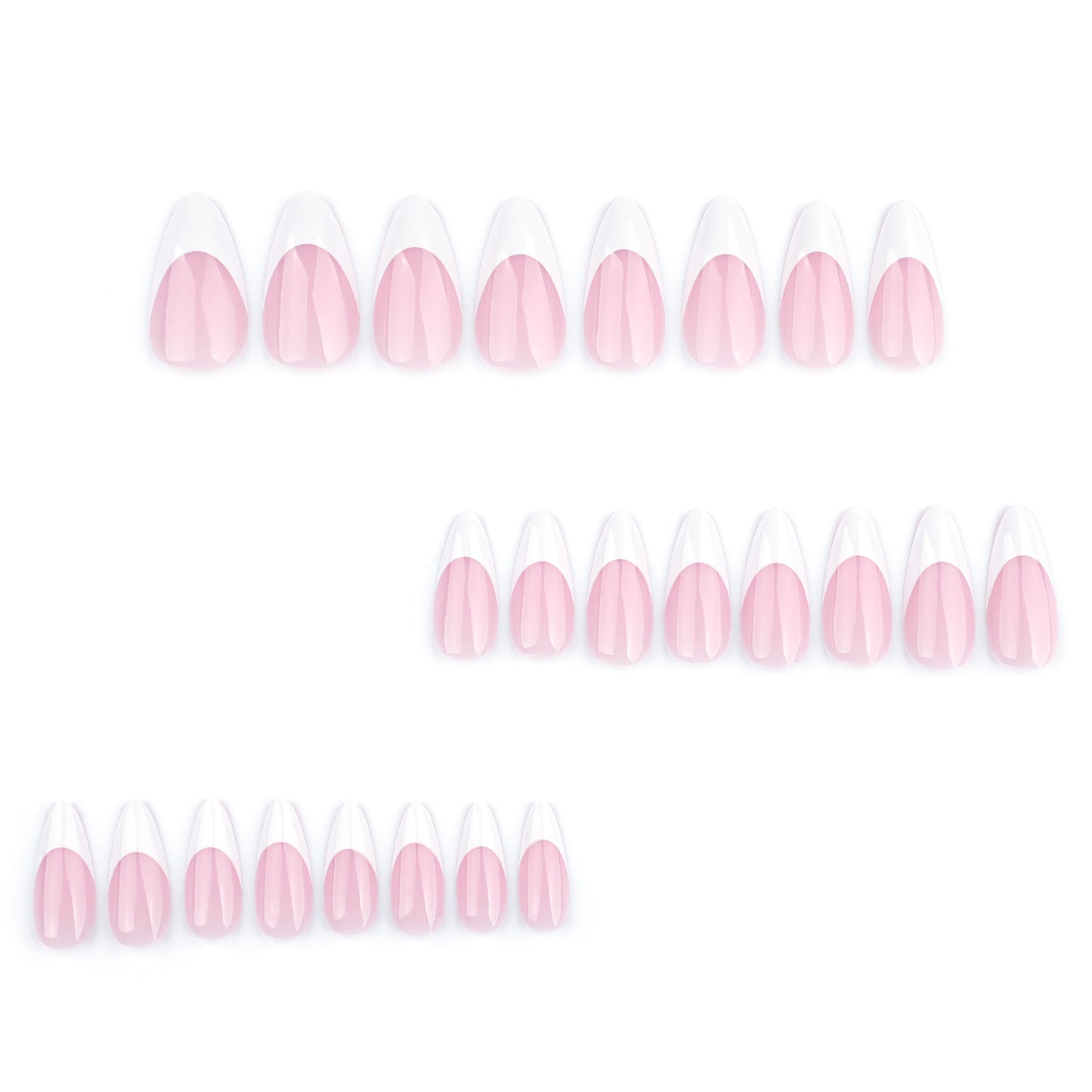 Nude Pink French Tip Press On Nails Almond Shape Glossy Classic White Tips Minimal Clean Girl Style Reusable Full Cover False Nails Kit Elegant Everyday Nails 103