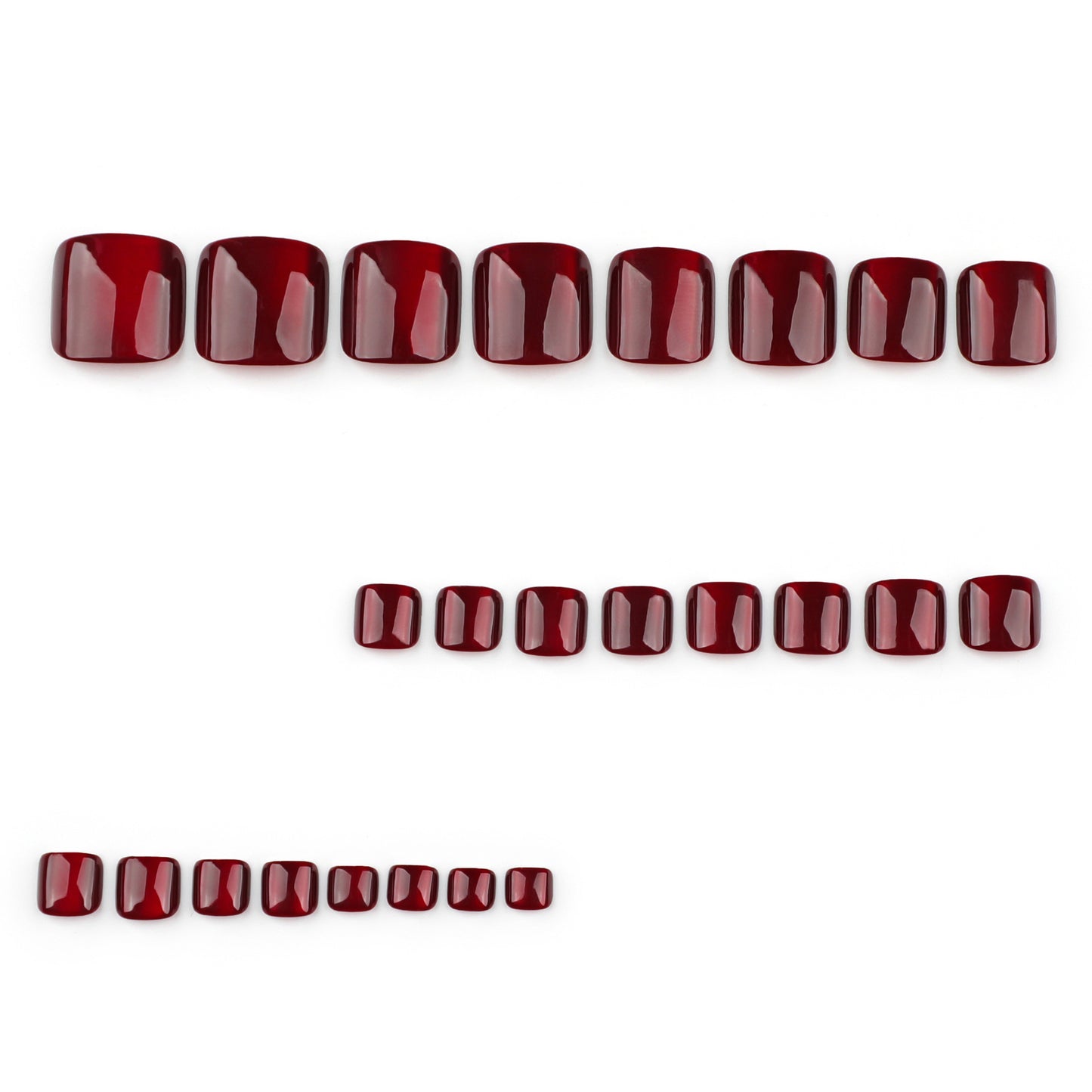 Wine Red Press On Toenails Glossy Solid Color Short Square Shape Reusable Full Cover False Toe Nails Kit Classic Elegant Pedicure Nails for Women 96