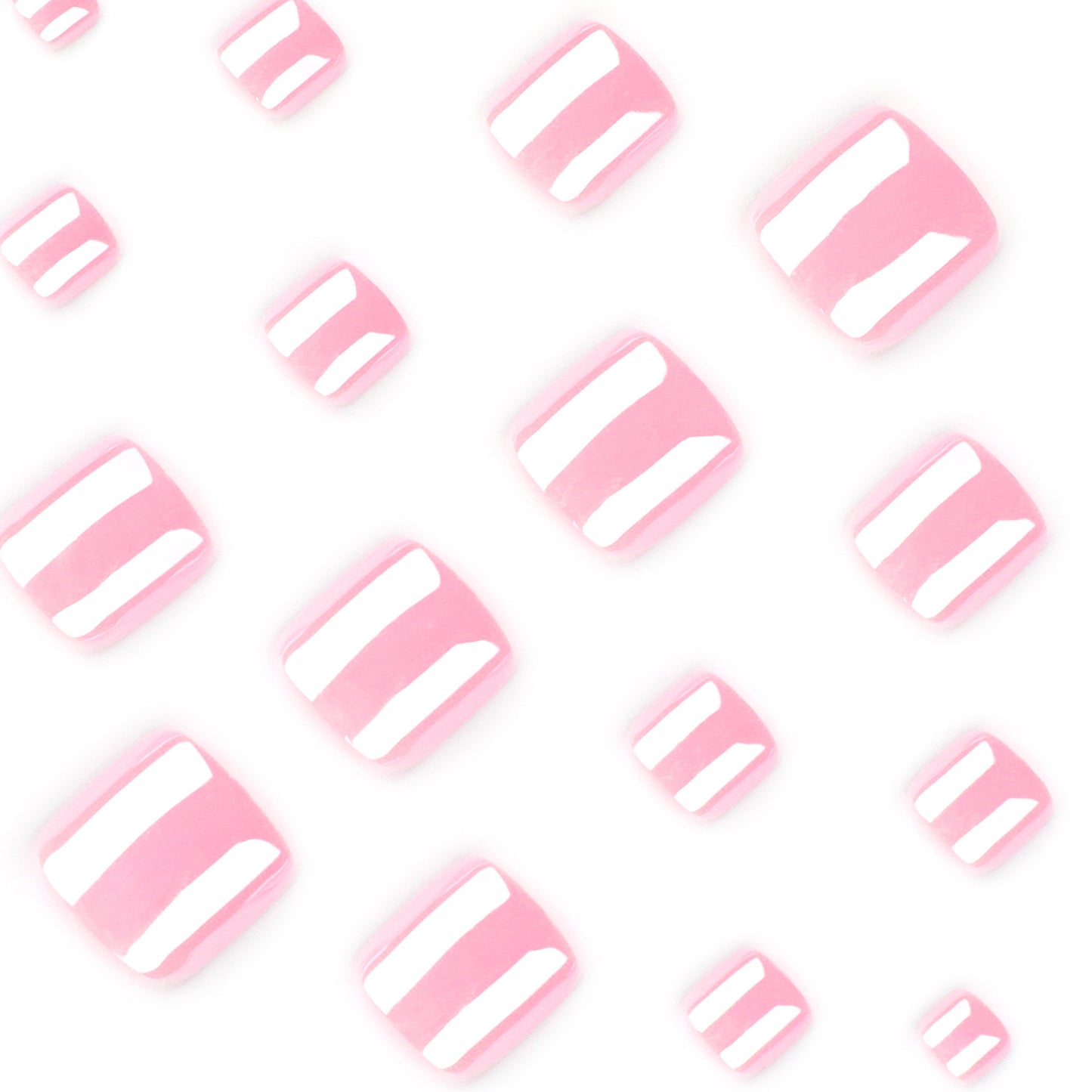 Hot Pink Press On Toenails Solid Color Glossy Short Squoval Full Cover Fake Toenails Kit Bright Summer Pedicure Nails Reusable 134