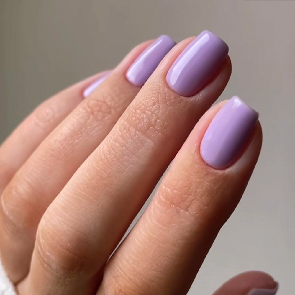 Press On Nails Squoval Short Glossy Natural Fake Nails Full Cover Reusable Nail Kit Easy Apply Salon Look Nails 64