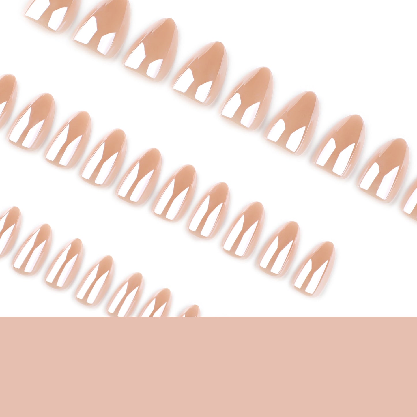 Aurora Nude Press On Nails Almond Semi-Transparent Pearl Shimmer Reusable Glue On 17