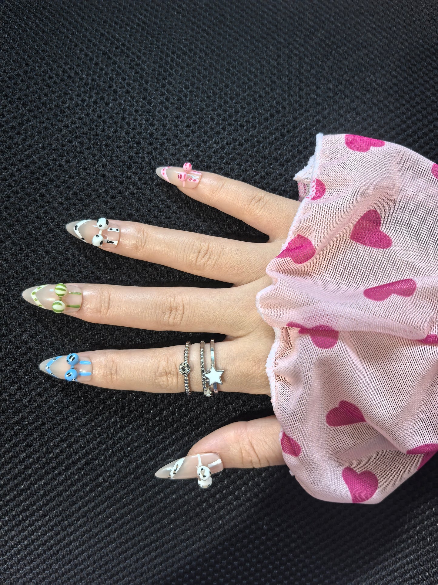 3D Bikini Charm Press On Nails Almond Shape – Summer Beach Vacation Pool Party Nail Art Handmade Glossy Reusable False Nails Gift Set 197