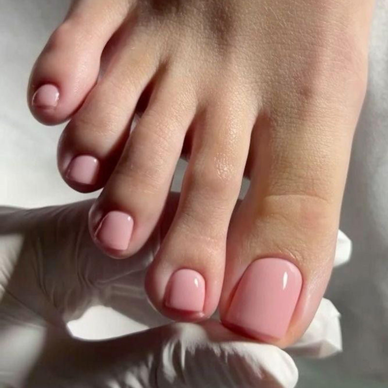 Press On Toenails Nude Pink Glossy Short Square Fake Toenails Natural Look Reusable Pedicure Set Simple Clean Girl Nails for Women Everyday Wear Sandal Ready Toe Nails 73