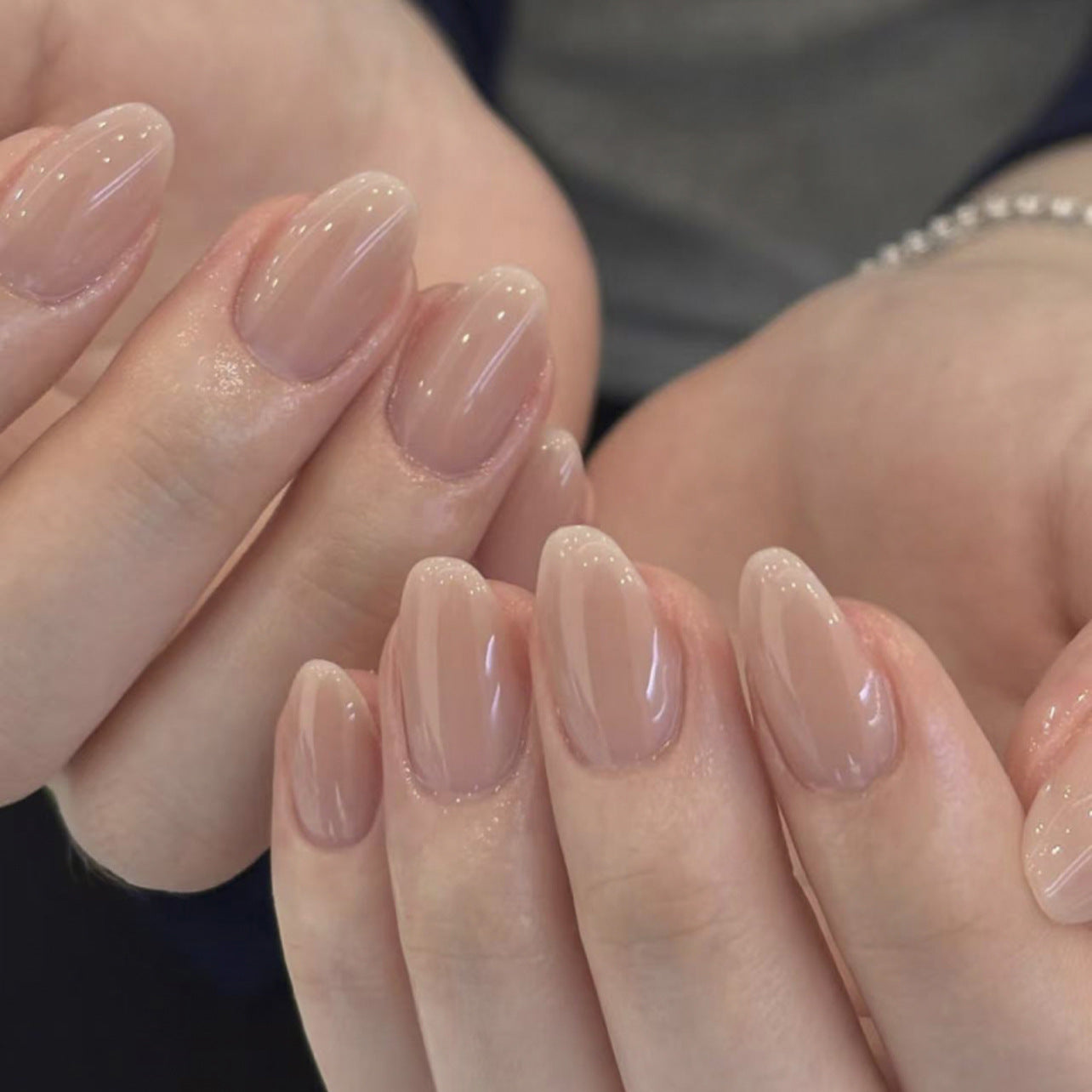 Nude Press On Nails Natural Sheer Look Glossy Almond Shape Minimal Clean Style Full Cover False Nails Kit Reusable Elegant Everyday Nails 122
