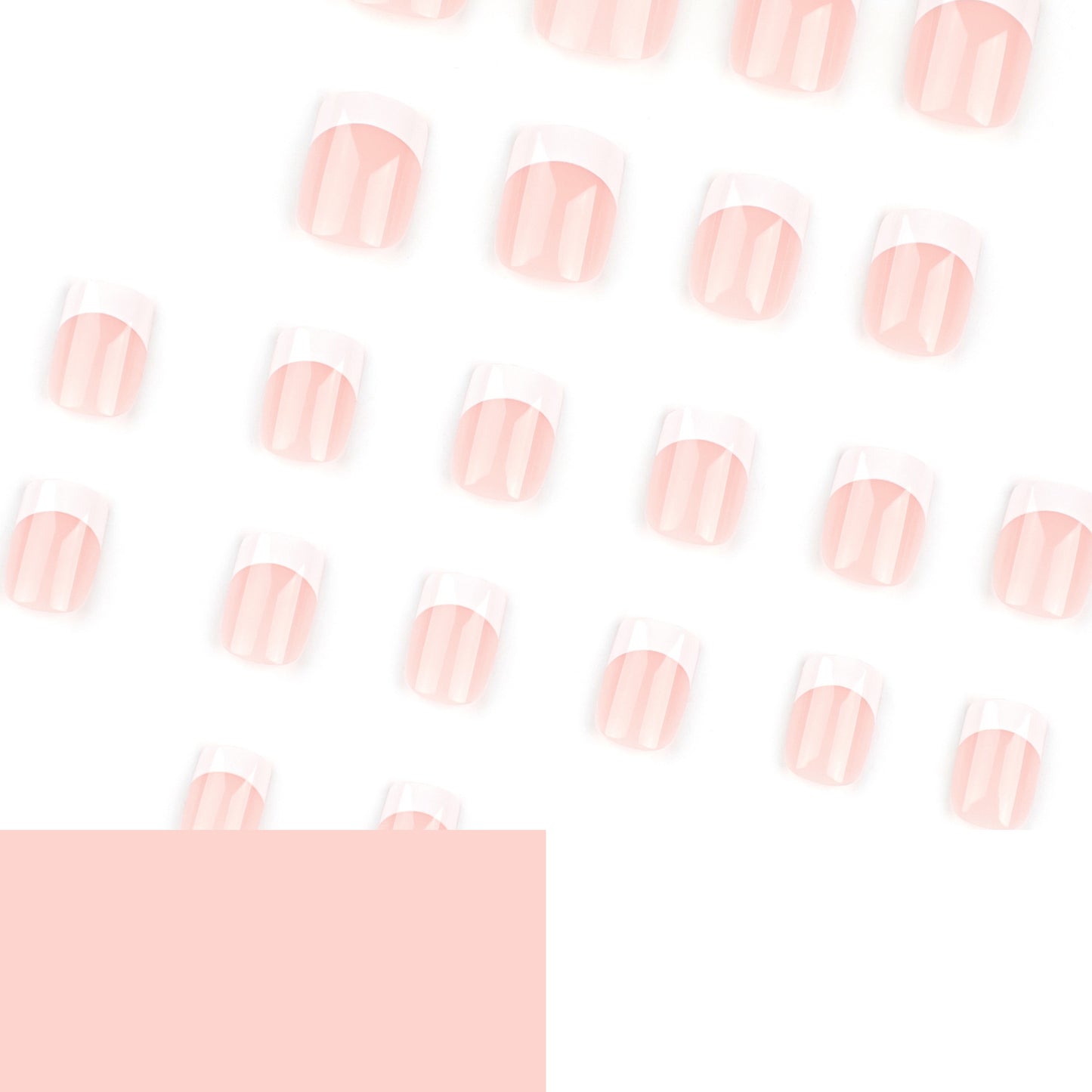 French Tip Press On Nails – Nude Pink White Short Squoval Minimalist Glossy Reusable Set, Classic Elegant Full Cover Nails 160
