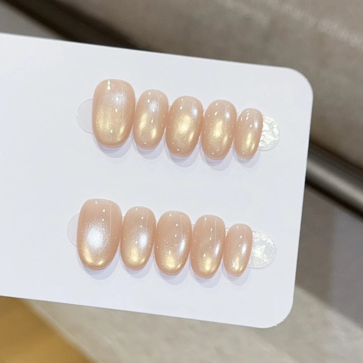 Multi-Color Cat Eye Press-On Nails Set – Short Round Magnetic Gel Press-On Nails | Everyday Neutral & Dark Tones Collection 234