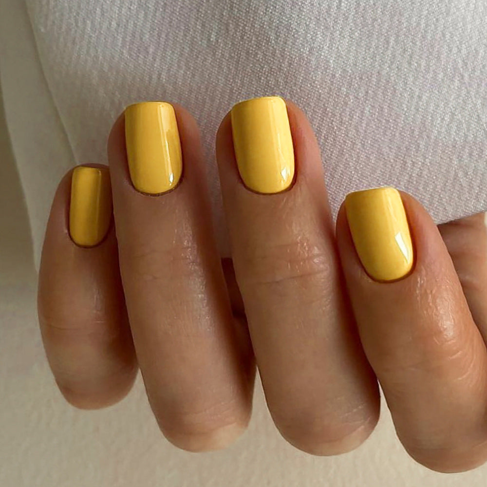 Press On Nails Squoval Short Glossy Natural Fake Nails Full Cover Reusable Nail Kit Easy Apply Salon Look Nails 64
