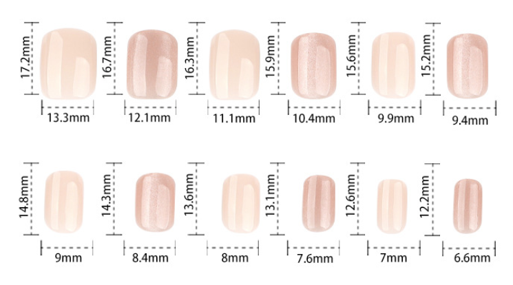 Nude Pink Press On Nails Jelly Natural Look with Cat Eye Shimmer Glossy Short Squoval Shape Minimal Elegant Full Cover False Nails Kit Reusable 121
