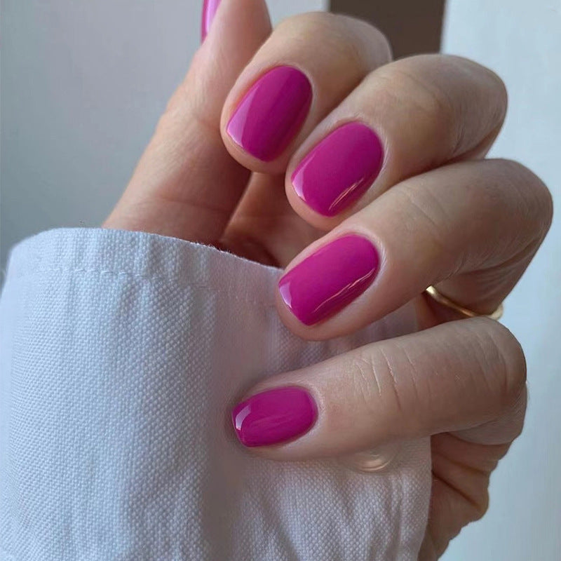 Press On Nails Glossy Short Natural Fake Nails Reusable Full Cover Nail Kit Easy Apply Durable Salon Look Nails 63
