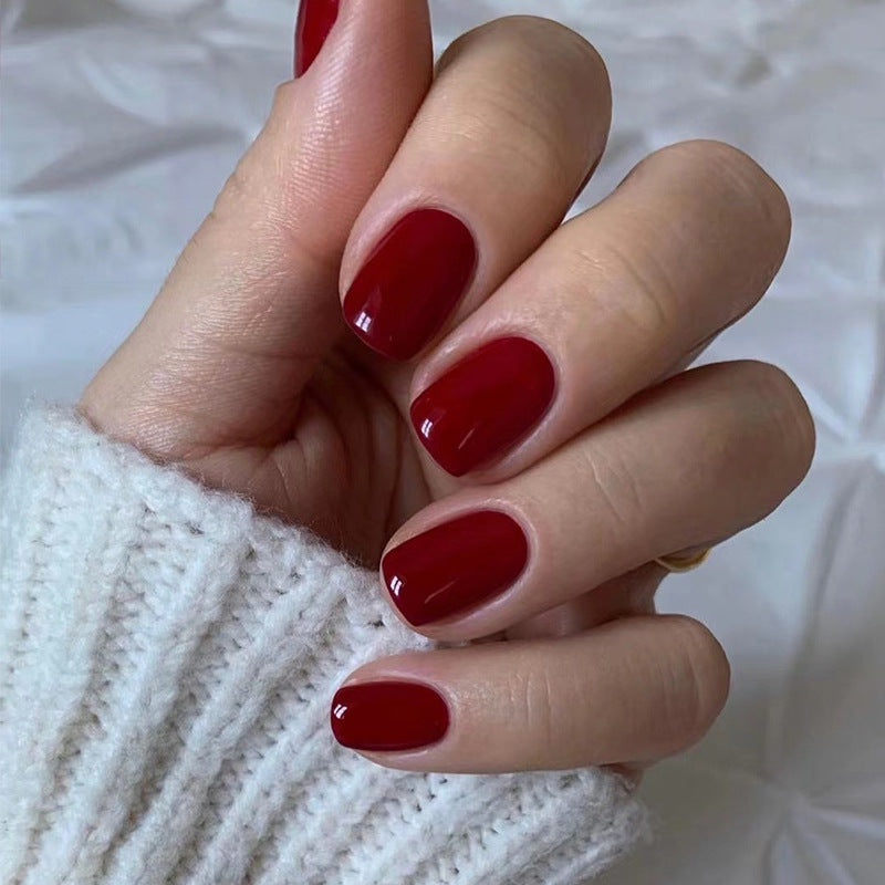 Press On Nails Glossy Short Natural Fake Nails Reusable Full Cover Nail Kit Easy Apply Durable Salon Look Nails 63