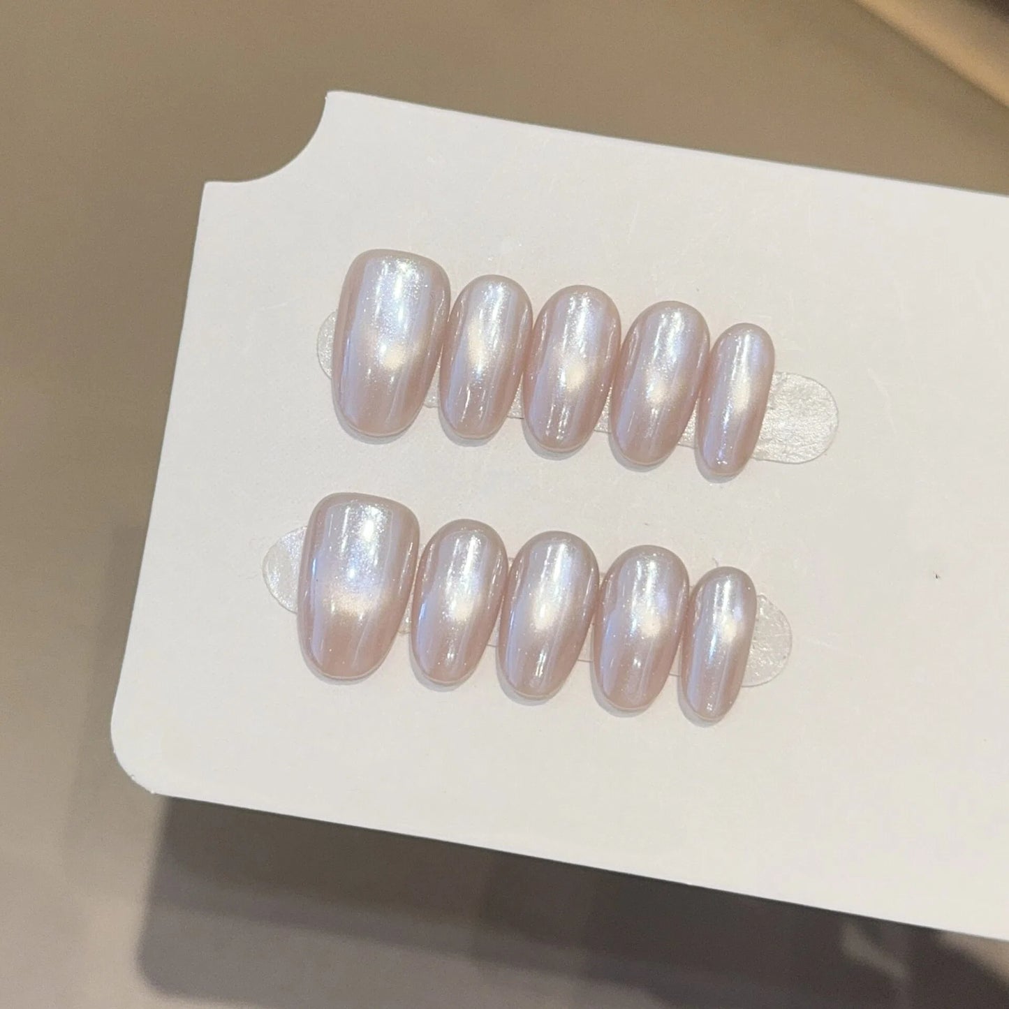 Multi-Color Cat Eye Press-On Nails Set – Short Round Magnetic Gel Press-On Nails | Everyday Neutral & Dark Tones Collection 234