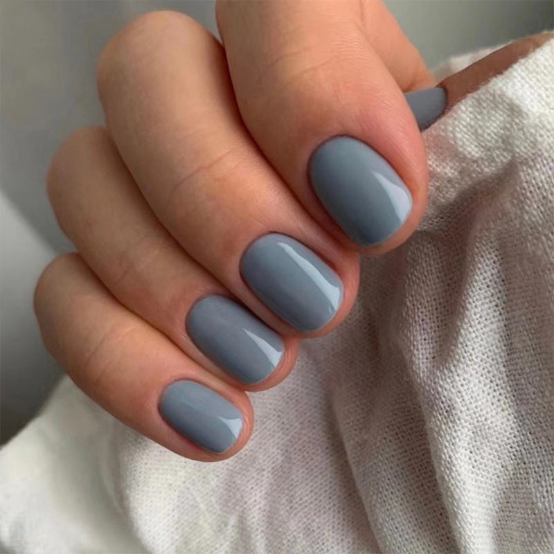 Press On Nails Glossy Short Natural Fake Nails Reusable Full Cover Nail Kit Easy Apply Durable Salon Look Nails 63