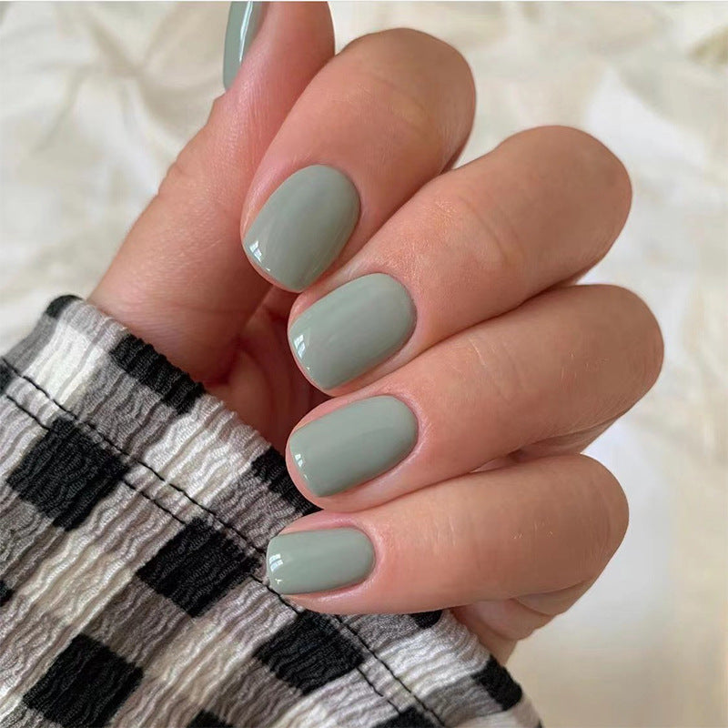 Press On Nails Glossy Short Natural Fake Nails Reusable Full Cover Nail Kit Easy Apply Durable Salon Look Nails 63