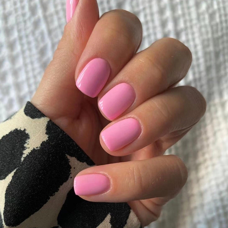 Press On Nails Glossy Short Natural Fake Nails Reusable Full Cover Nail Kit Easy Apply Durable Salon Look Nails 63