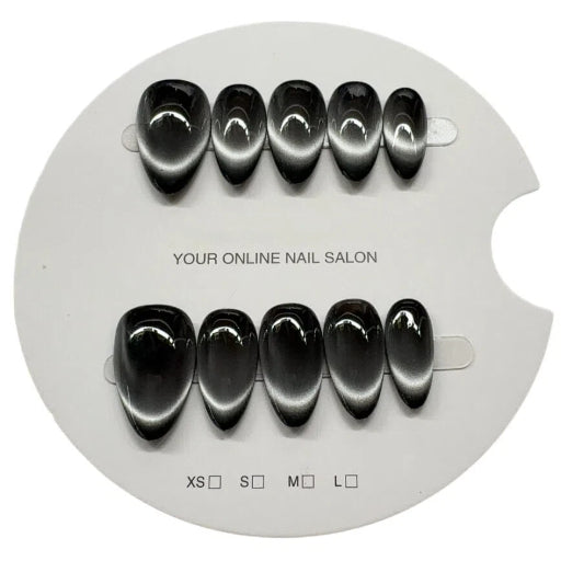 Peach Pink Aurora Cat Eye Press On Nails – Almond Shape, Reusable Full Cover for Minimalist Luxury & Everyday Wear 194